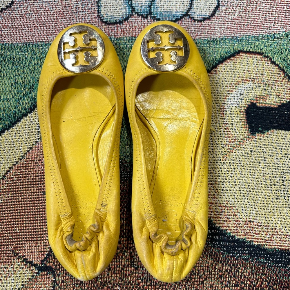 Tory Burch Yellow Leather Flats